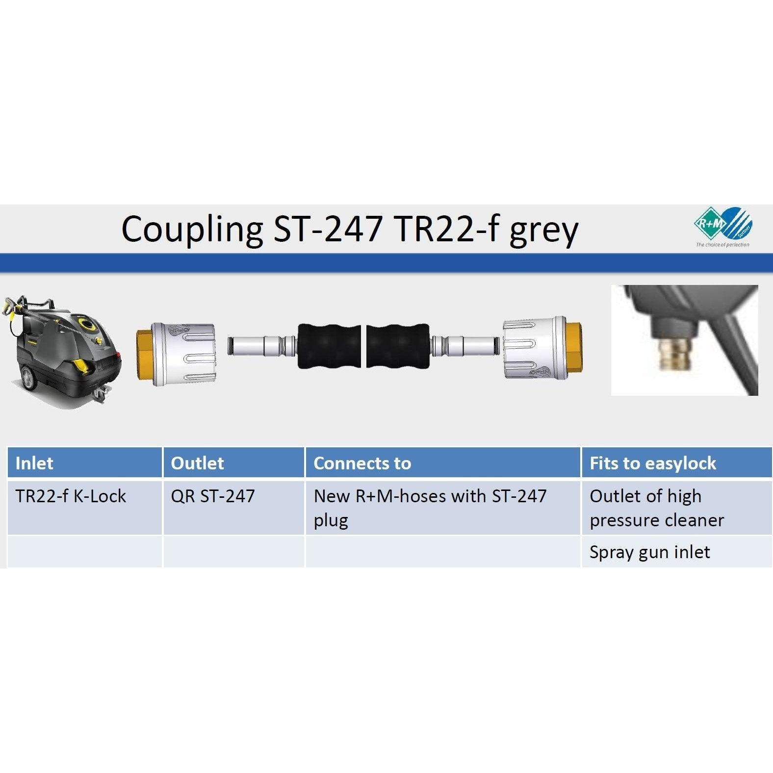 ST247 K-LOCK FEMALE QUICK RELEASE COUPLING, GREY