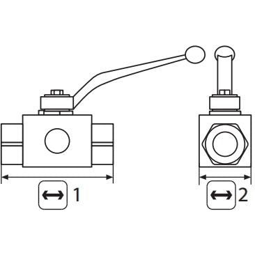 BALL VALVE, 3 WAY + LEVER HANDLE 1/2"F x 1/2"F x 1/2"F STAINLESS STEEL