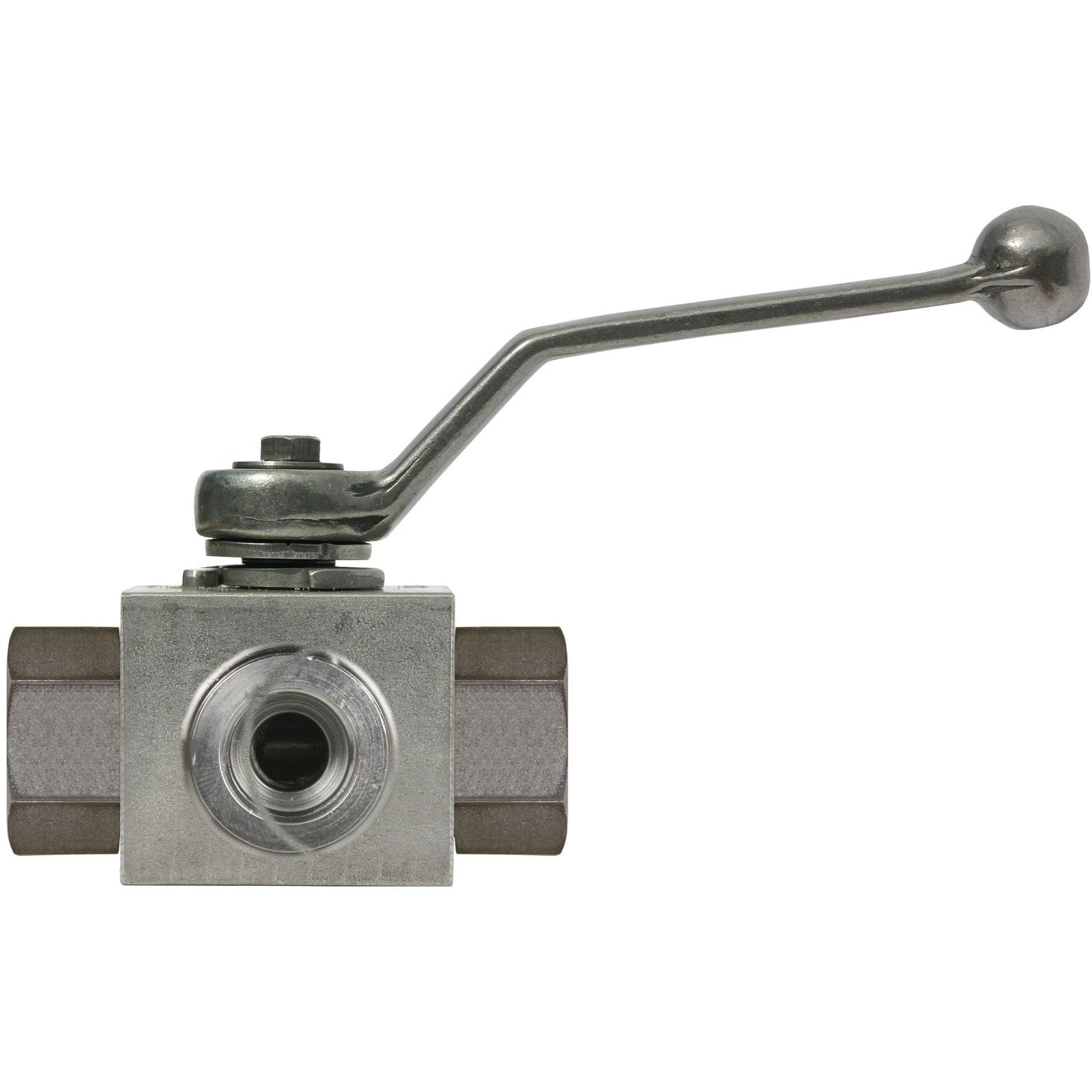 BALL VALVE + LEVER HANDLE 1/4"F x 1/4"F x 1/4"F ZINC PLATED STEEL ( 3 WAY L - FORM )