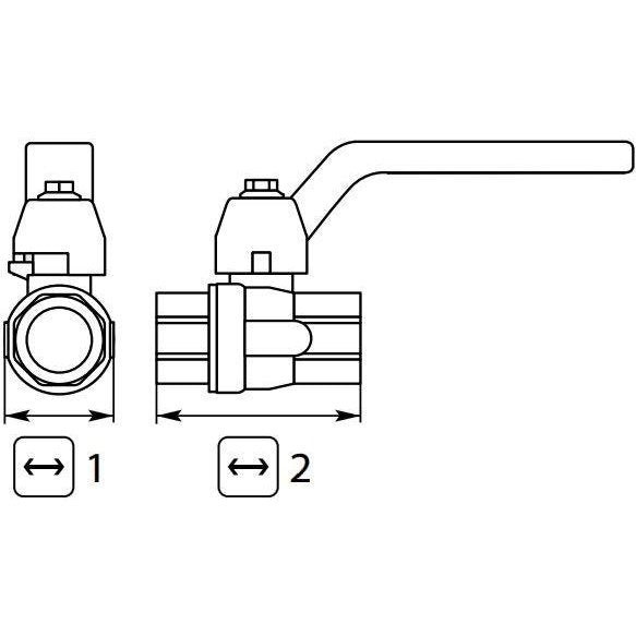 BALL VALVE + HANDLE 1/4"F x 1/4"F NICKEL PLATED BRASS