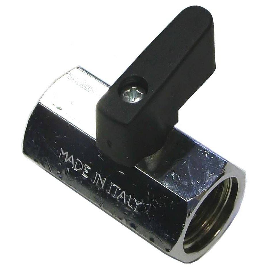 MINI BALL VALVE + BLACK HANDLE 1/4"F x 1/4"F STAINLESS STEEL