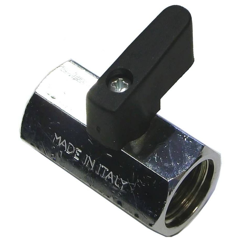 MINI BALL VALVE + BLACK HANDLE 3/8"F x 3/8"F STAINLESS STEEL