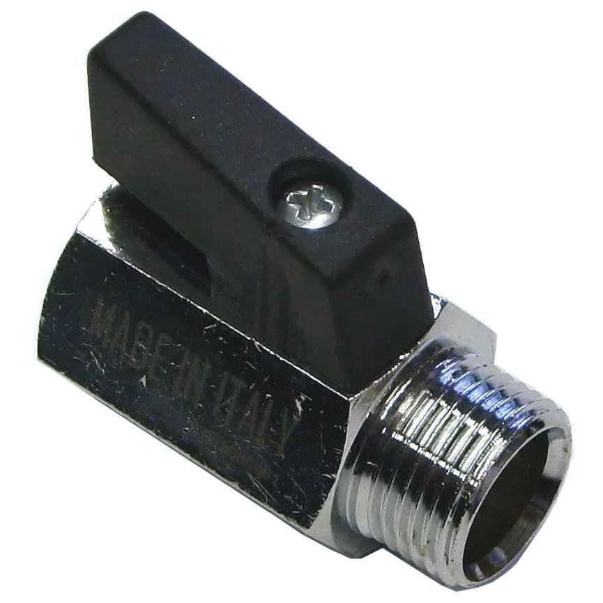 MINI BALL VALVE + BLACK HANDLE 1/4"M x 1/4"F STAINLESS STEEL