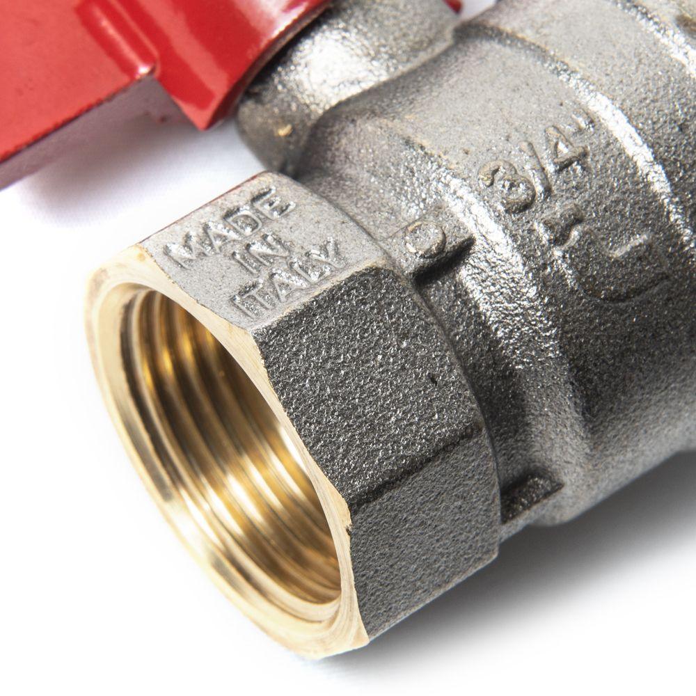 BALL VALVE + RED HANDLE 3/4"F x 3/4"F NICKEL PLATED