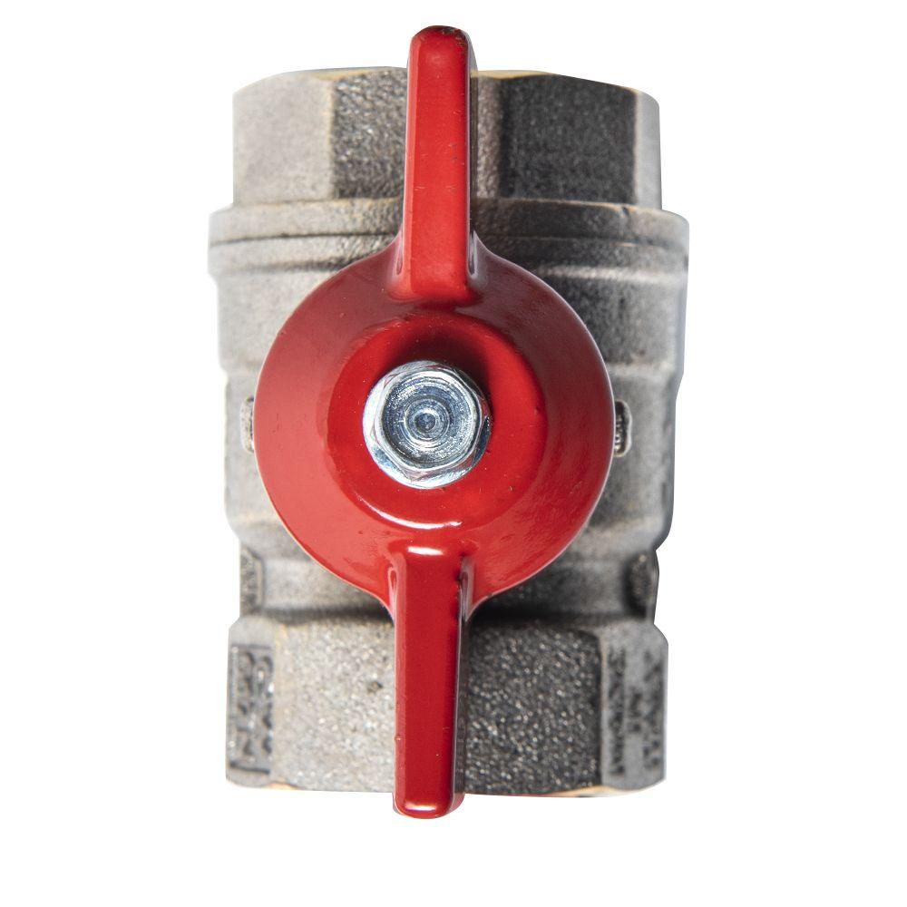 BALL VALVE + RED HANDLE 3/4"F x 3/4"F NICKEL PLATED