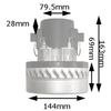 VAC MOTOR, 2 STAGE, 1000W, 230V, 50HZ, BYPASS