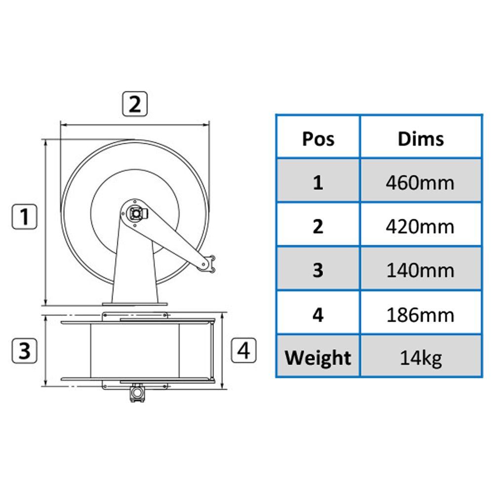 RM 434 STAINLESS STEEL AUTOMATIC HOSE REEL UP TO 21M