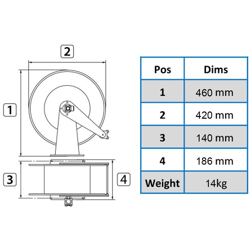 INOX A.B.S PLASTIC AUTOMATIC HOSE REEL UP TO 21M. GREY