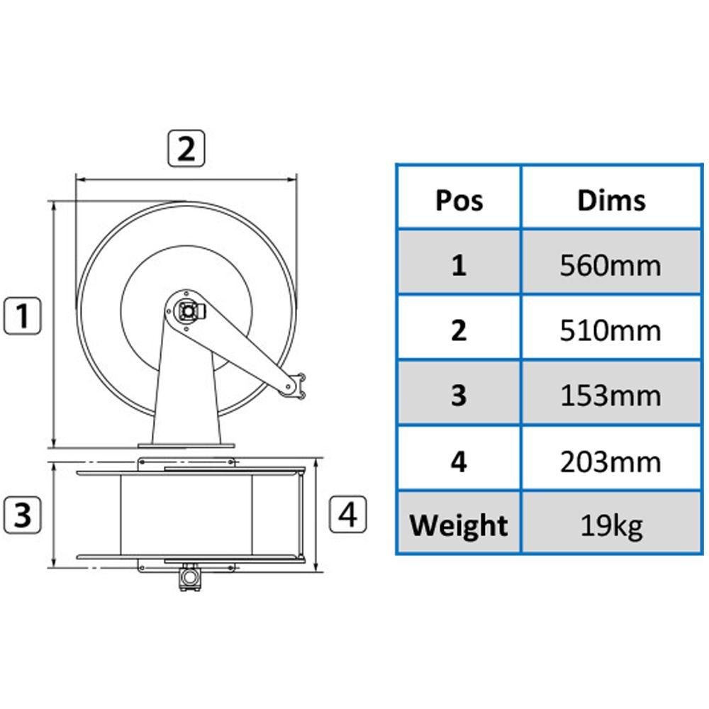 RM 534 STAINLESS STEEL AUTOMATIC HOSE REEL UP TO 28M