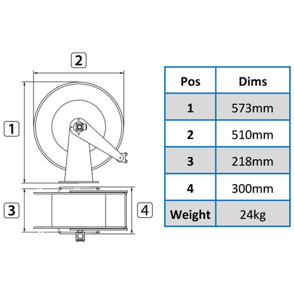 RM 544 STAINLESS STEEL AUTOMATIC HOSE REEL UP TO 30M