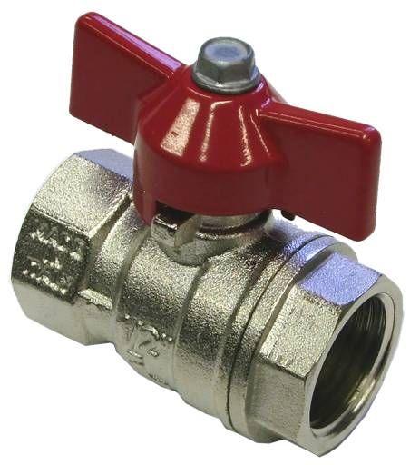 BALL VALVE + RED HANDLE 1/2"F x 1/2"F NICKEL PLATED