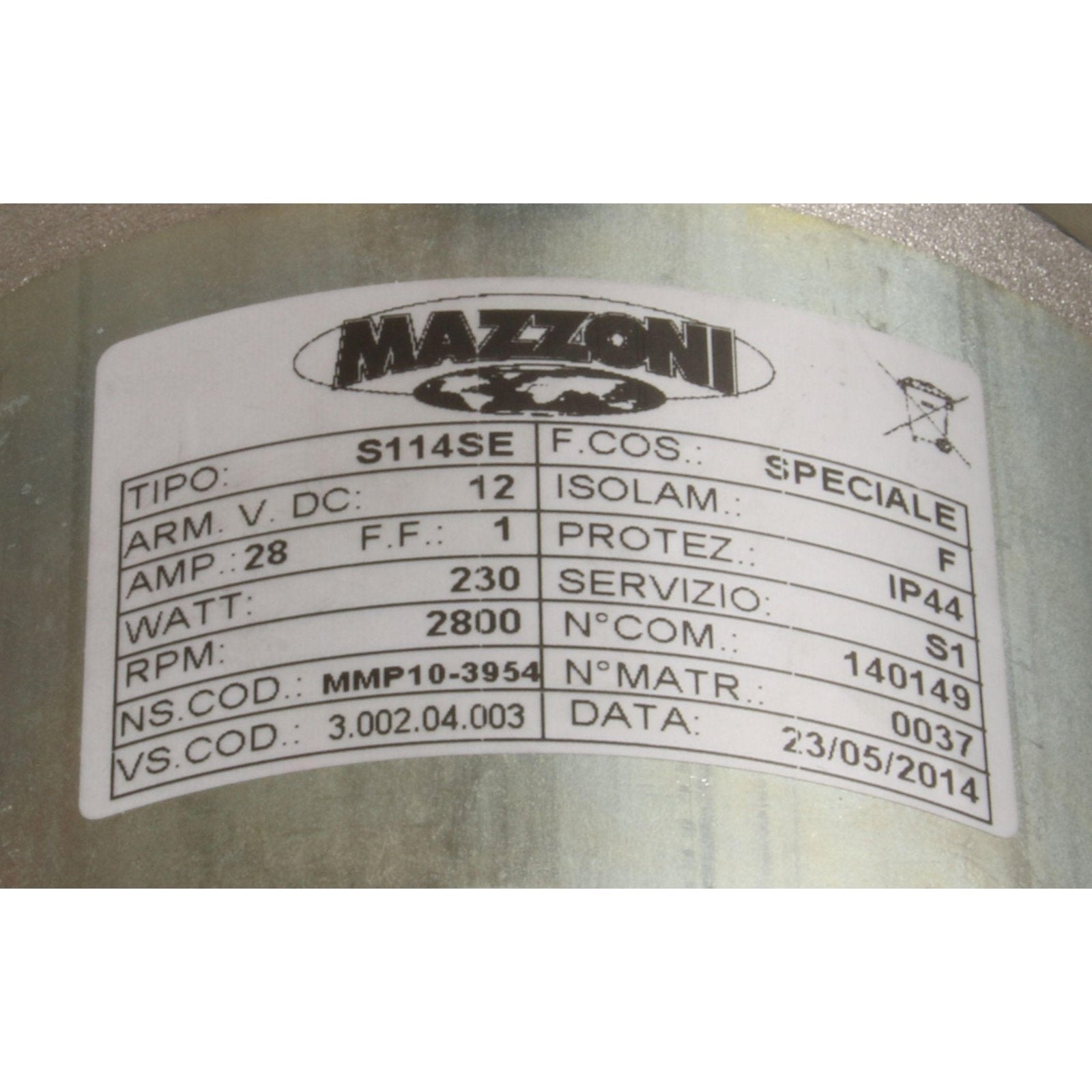 MAZZONI MOTOR 12V DC