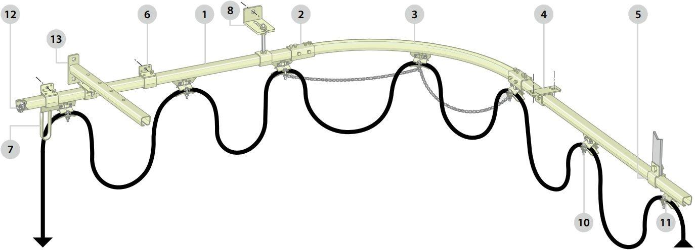 HOSE GUIDE U-RAIL WALL BRACKET